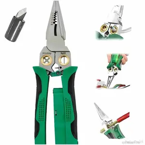 8 in 1 Wire Stripper Twister For Cutting And Pulling Wires,12V to 250V Live,NullHot Wire Judgment AC DC Cable Scissors,Audible and Flashing LED AlarmsVoltage Tester Pliers.PulseTrail5AB18HomeVibe