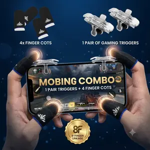 Game Controller & Mobile Game Finger Cover, 1 Pair Shooting Assist Button & 4 Counts Finger Cots, Mobile Trigger & Game Finger Cover for Phone, Console, Gaming Accessories, Console Accessory, Finger Sleeves