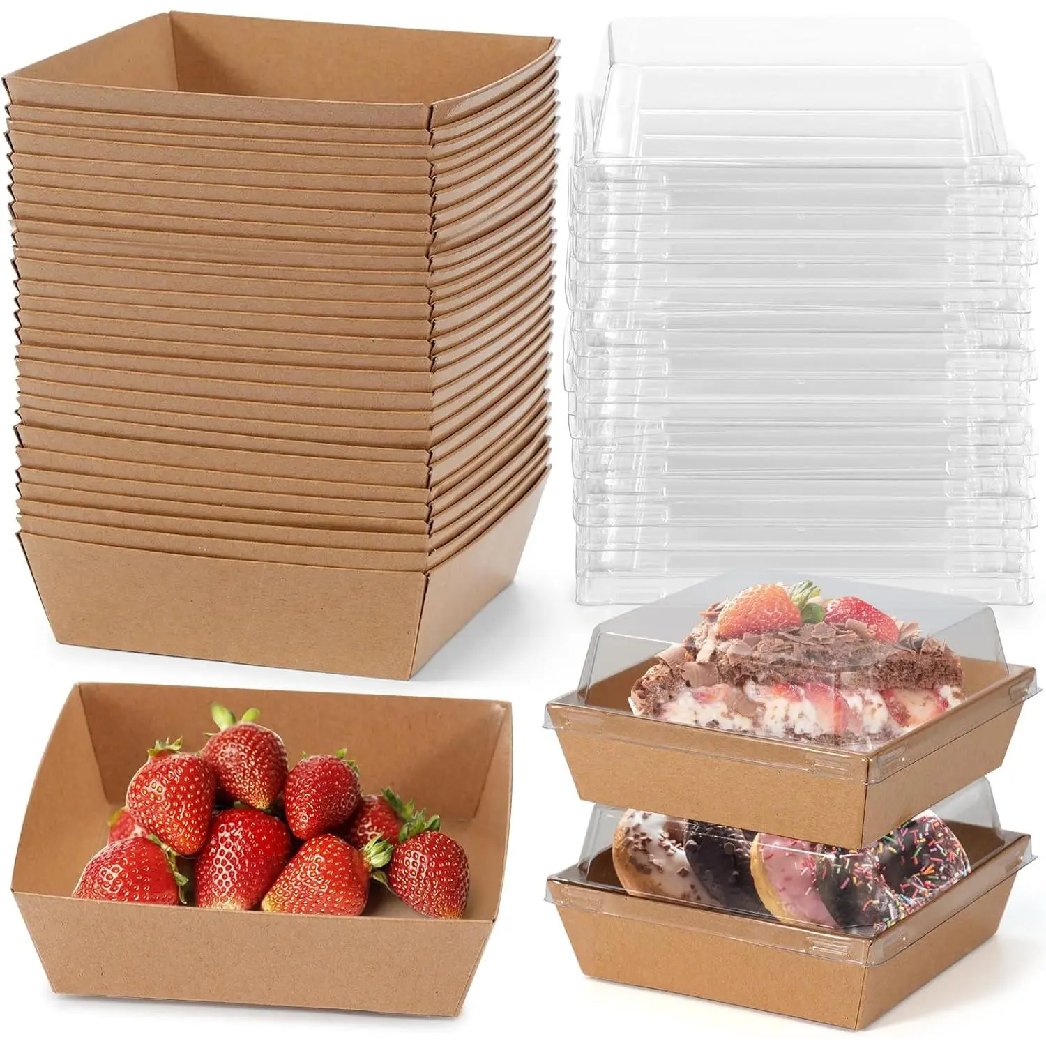 Mini Charcuterie Boxes with Clear , 4.5x4.5 Inches 20 Pack Brown Dessert Boxes Square Disposable Bakery Boxes to Go  Containers for Daughter, Wedding Party, Strawberries & Cookies