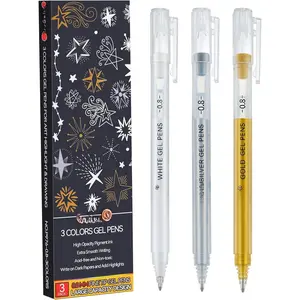 White Gel Pens, 0.8mm Fine Point Opaque Archival Ink Pen for Journaling, Art, or Drawing - For Artist Gifts, Holiday Gifts & DIY Projects, 3 Pack