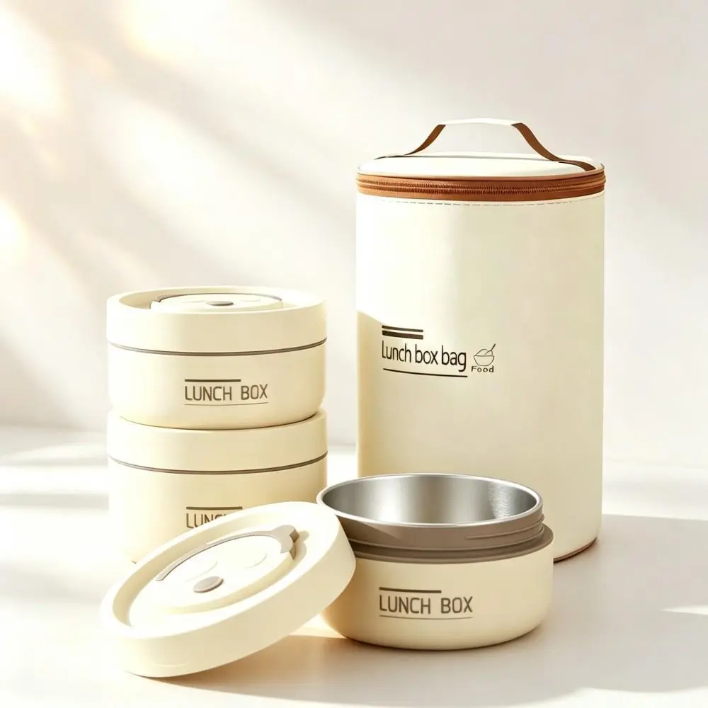 Reusable Stackable Bento Boxes Set - 304 Stainless Steel Inner Containers, BPA-Free, Thick Insulated Pearl Cotton Lined Bag, for Outdoor Camping, Office Use, Thick Insulated Bag