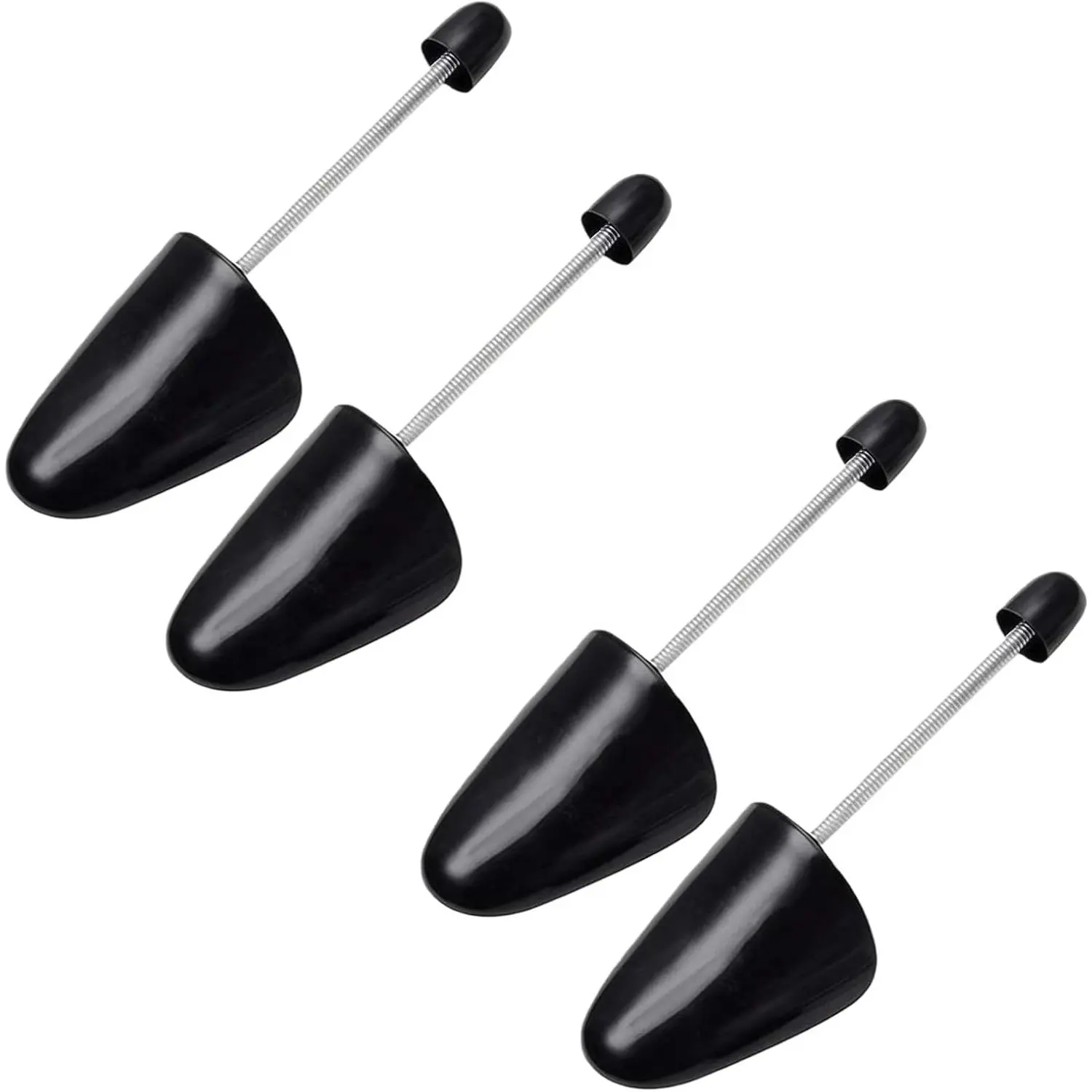 2 Pairs Adjustable Plastic Shoe Trees, Women Sneaker Shaper, Shoes Support Stretcher, Lightweight Anti Crease, Footwear Care Protector (Black)