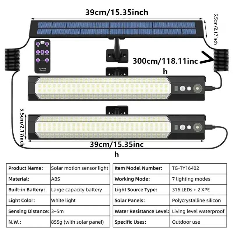Solar Powered Wall Light, Outdoor Landscape Garden Camping Light, USB/Solar Charging Waterproof Wall Mounted Light with Motion Sensor & Remote Control