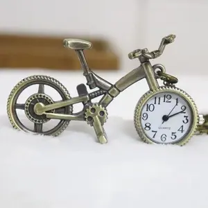 Vintage Bronze Steampunk Bicycle Shape Quartz Pocket Watch Keychain Clock Chain Men's and Women's Gifts