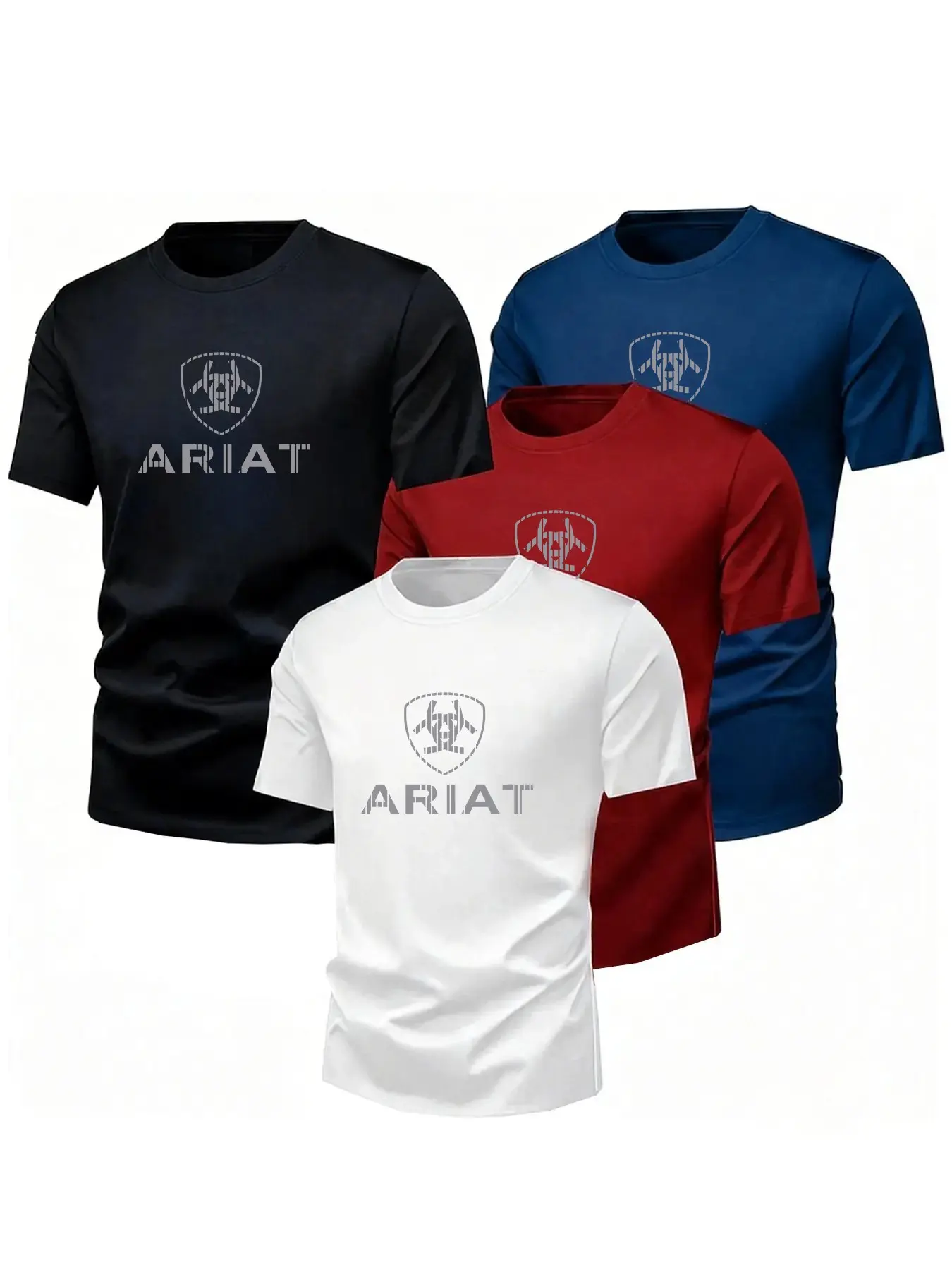 4-Pack Men's Casual Sport T-Shirts, Ideal for Gym, Outdoor, Travel, Daily Wear, Classic Letter Print, Soft Breathable, Unisex