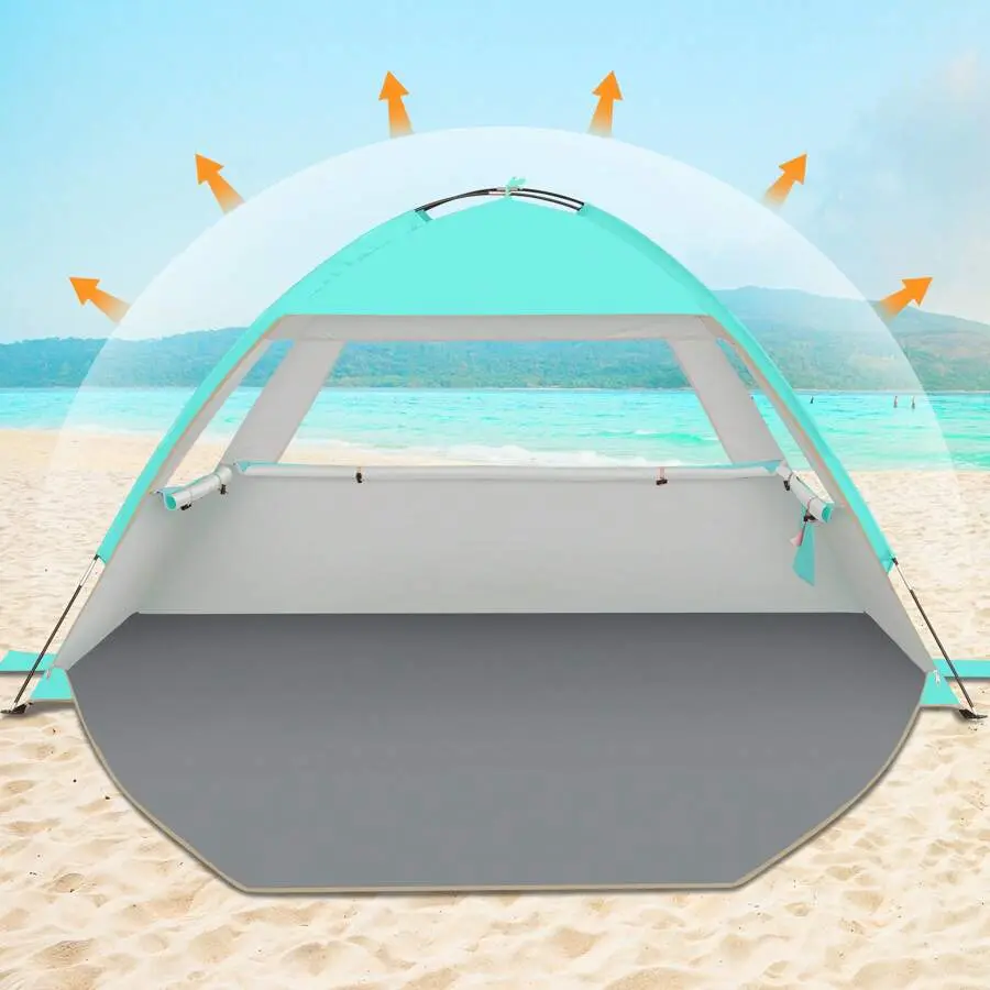 [1pc] Beach Tent Sun Shelter For 3/4-5/6-7/8-10 Person, UPF 50+ UV Protection Beach Canopy, Lightweight And Easy Setup Cabana, Portable Beach Shade Tent