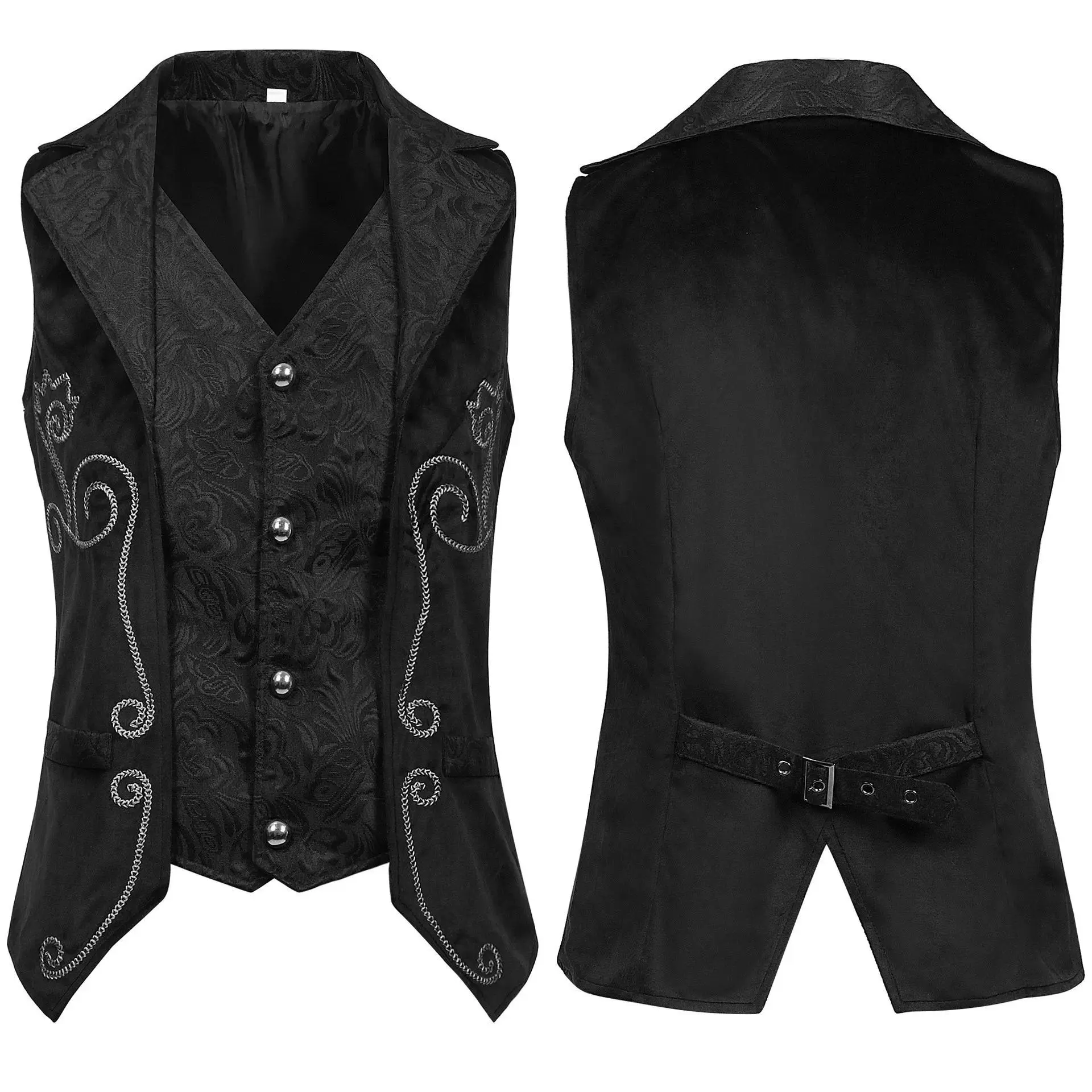 Men's Medieval Renaissance Vest, Victorian Era Costume Waistcoat, Vintage Formal Suit Vest for Wedding & Halloween