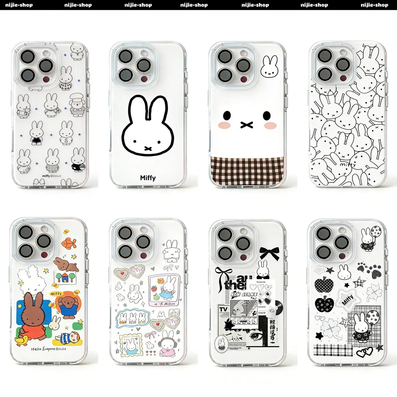 Miffy Kawaii Cartoon fan Linear Rabbit Phone Case Super Cute Anime White Background Anti-Drop Phone Case Suitable For iPhone 17 16 15 14 13 12 11 Pro Max Plus Air - Top Fan's Phone Case Cover as Perfect Gift Get Ready for Halloween