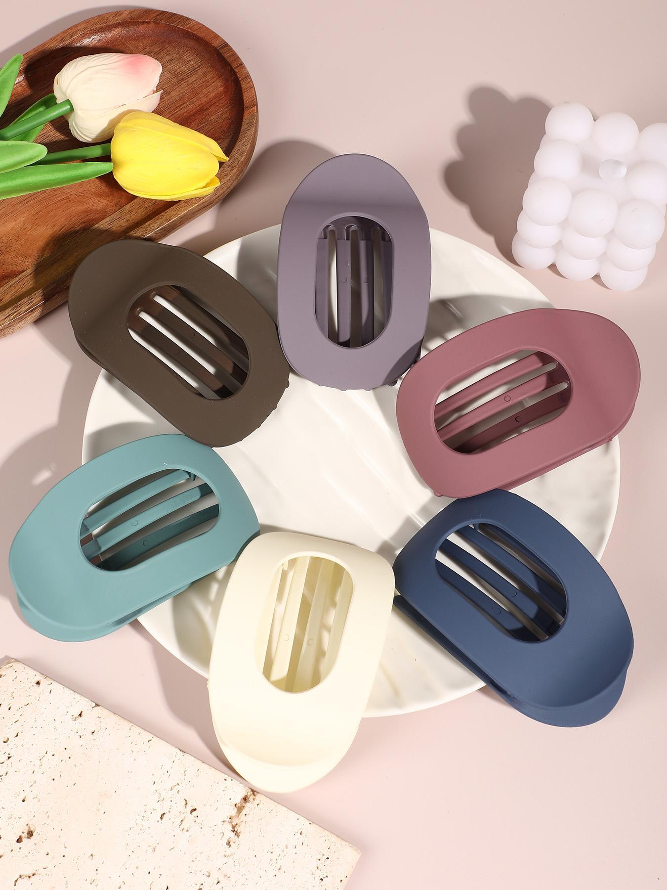 Solid Color Hair Claw, Flat Claw Clips, Casual Versatile Hair Accessories for Women, Minimalist Headwear Suitable for Thick Hair, Fashion Hair Accessories for Party, Daily Clothing Decor