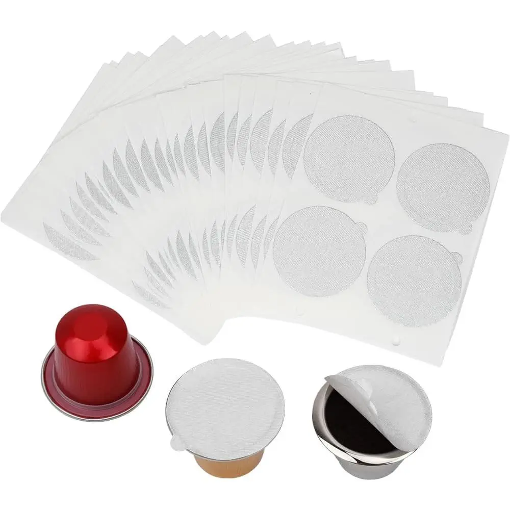 Espresso  Foil Seals Stickers for  Espresso Capsules Refillable Coffee Pods Stainless Steel Cups Filters Compatible with   Line Machines (100 Pcs  (37mm))