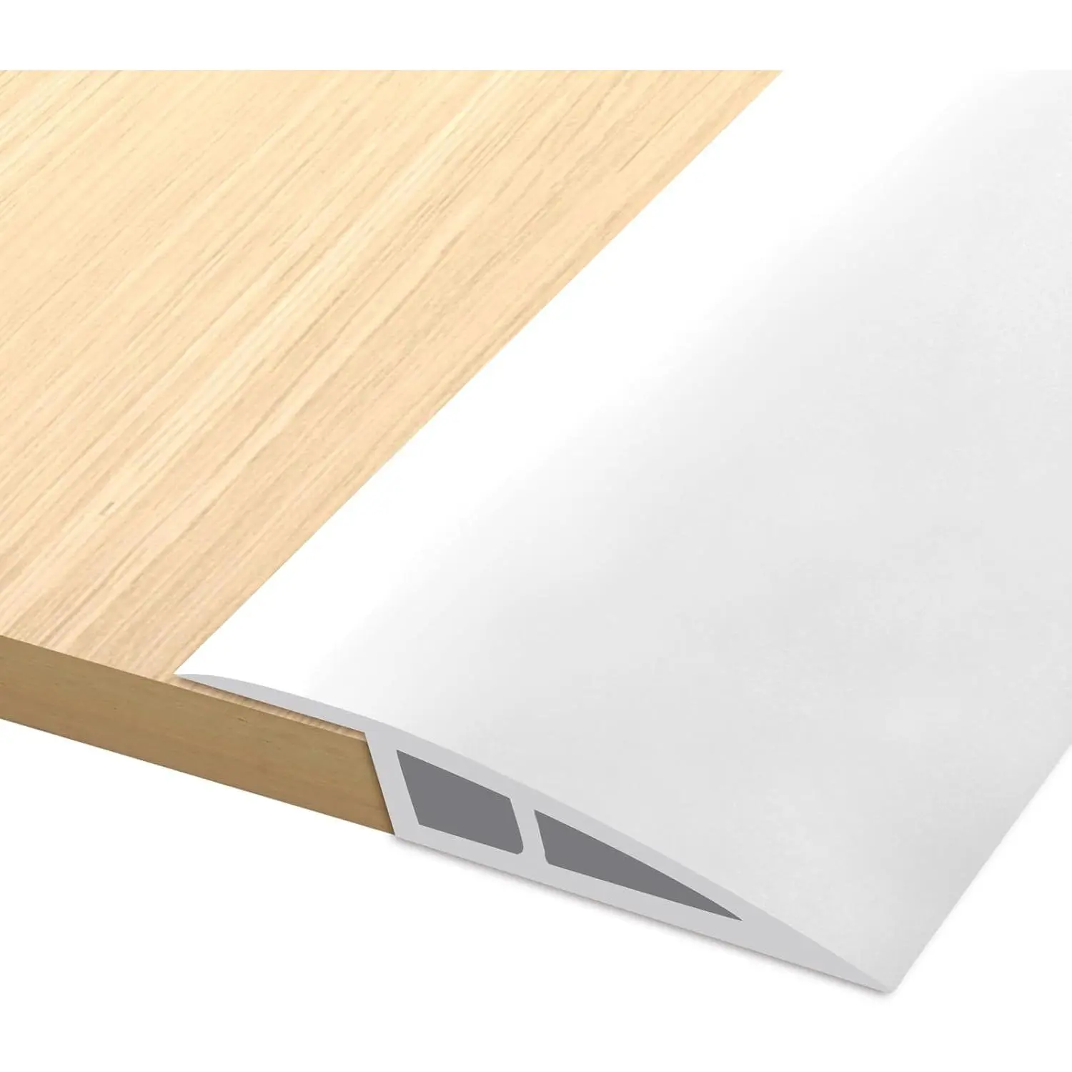Vinyl Door Threshold Flooring Transition Strip Self Adhesive Carpet Edging Strip for Laminate Doorway Edge from 1/5" to 2/5" (White, 3.3 Ft)