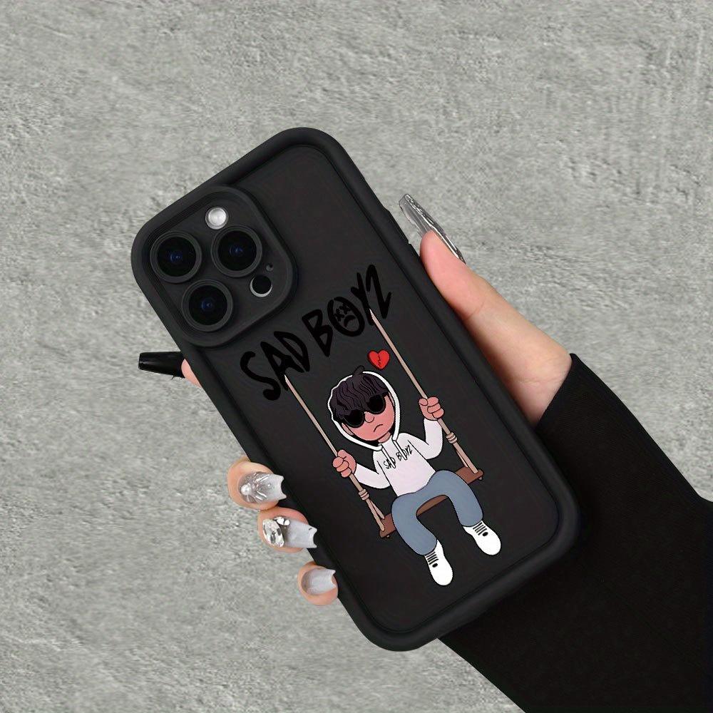 A matte phone case with a sad boy pattern, suitable for iPhone 17 Air/16 Plus/15 Pro Max/14 Pro/13/12/11/XS Max/X phone case, the best choice for holiday gifts to family, friends, lovers, or boyfriends TY411