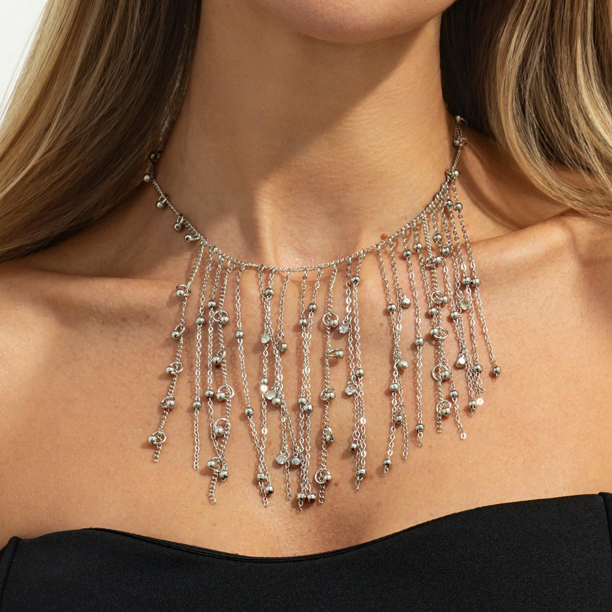 INS Sweet Cool Style Long Tassel Beaded Necklace – Lightweight Luxury Fashion Fine Chain Clavicle Accessory