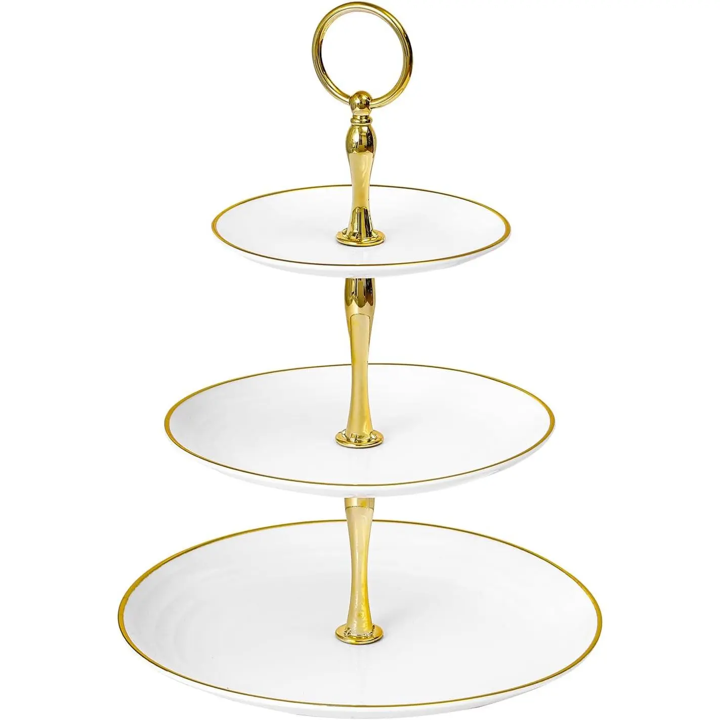 3-Tier Round Plastic Tiered Tray Display Stand, Cupcake Tower for Birthday Party Decorations, Fruits Desserts Serving Tray (White)