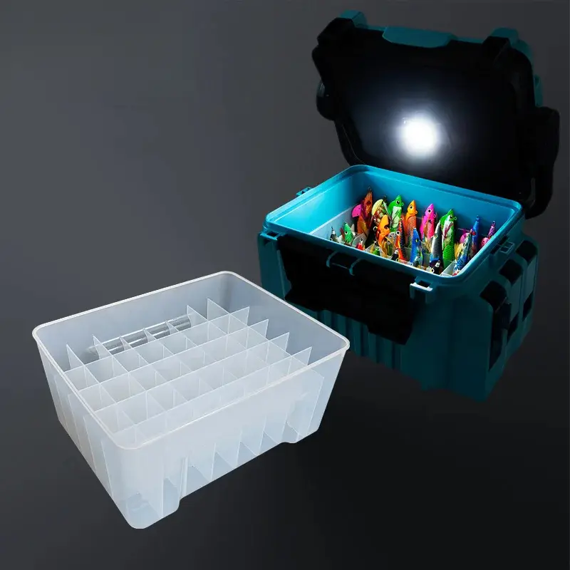 New 40 Grids Plastic Fishing Tackle Lined Box Webfoot Octopus Egi Storage Organizer Box Squid Jig Hard Lure Sea Tool Case