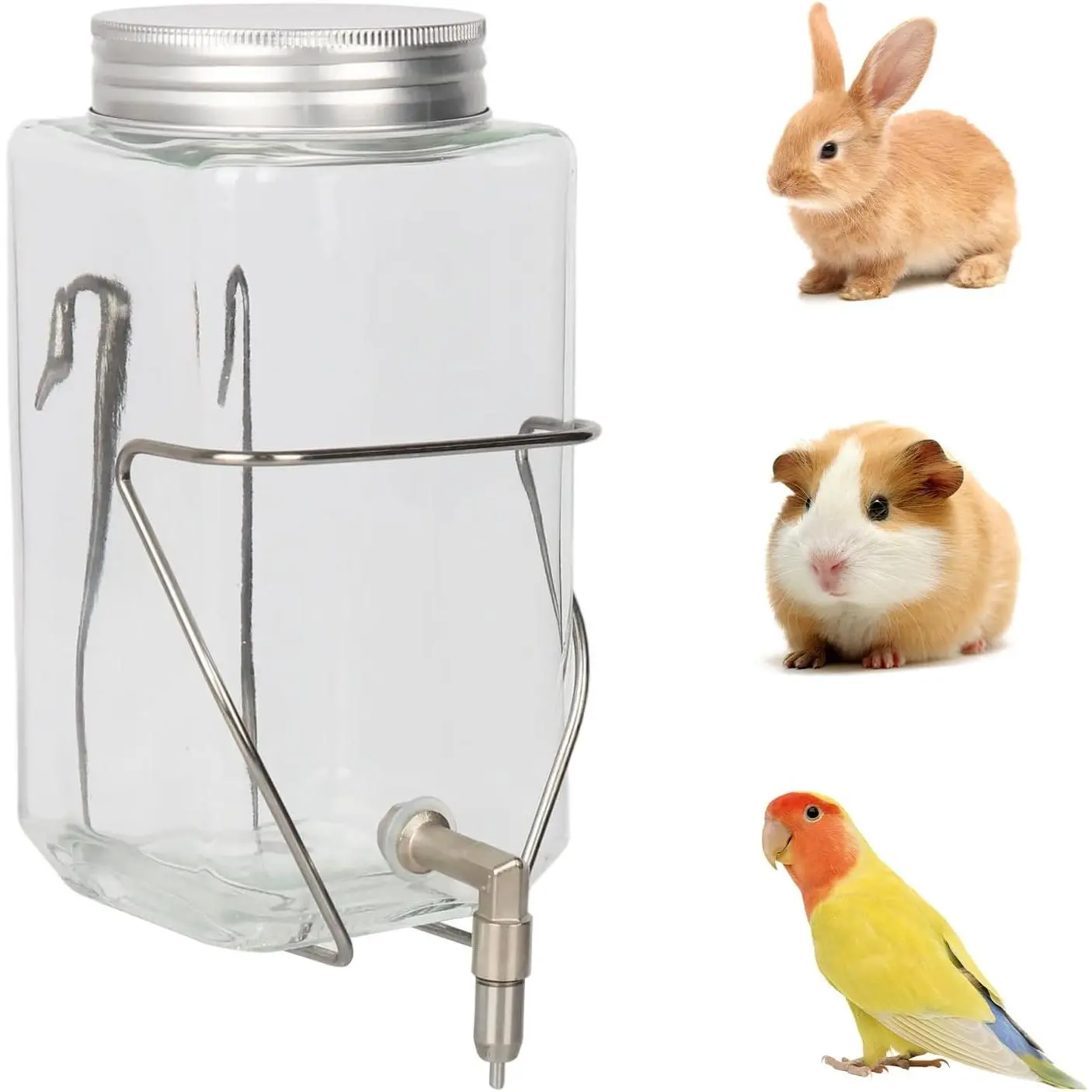 Rabbit Water Bottle Bird Non drip Water Dispenser Suitable for Guinea Pigs Totoro Rats Hamsters and Other Small Animals (33 oz)