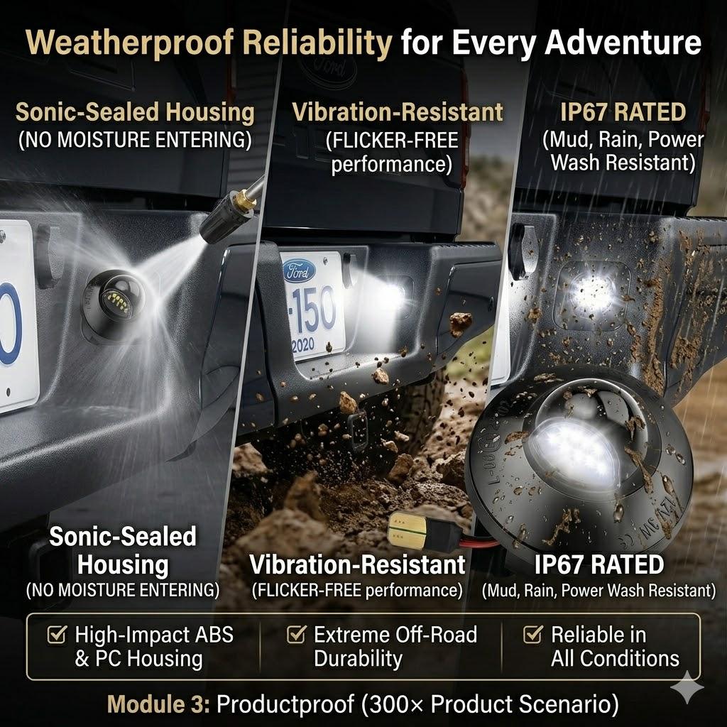 LED License Plate Lights for Ford F150 F250 F350 Super Duty Ranger Explorer Bronco Expedition Excursion 2Pcs 6000K White Rear Bumper Tag Light Assembly Replacement Waterproof Plug and Play