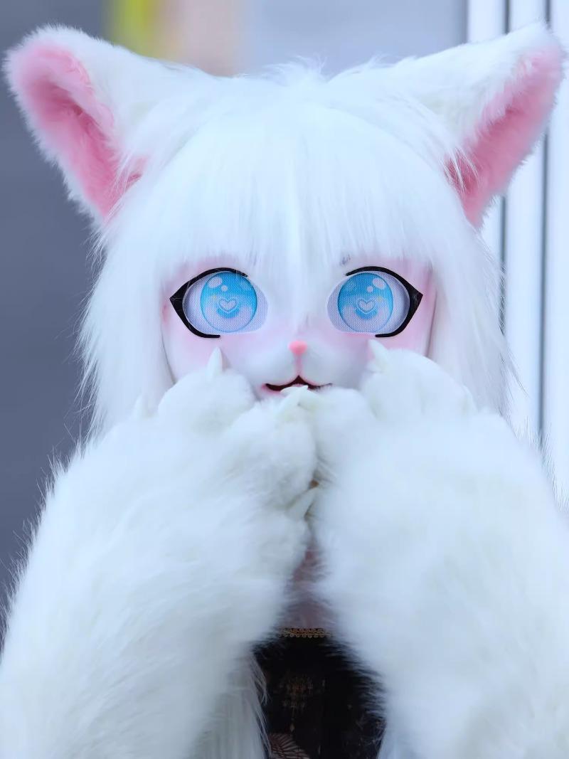 Cute Fursuit Kigurumi Headset Furry Animal Cosplay Costume Paws Kig Comiket Furries Rubbit Doll Cat Comiket Furries Doll Costume