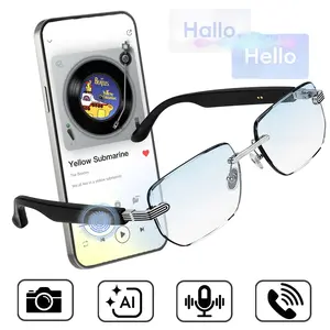 AI  Bluetooth Smart Glasses,Multifunctional Smart Glasses,AI Voice Assistant, 130+ Languages Instant Translation, Touch-to-Capture Camera, Bluetooth Music & Calls, Transparent Frame, Smart Travel & Business Communication