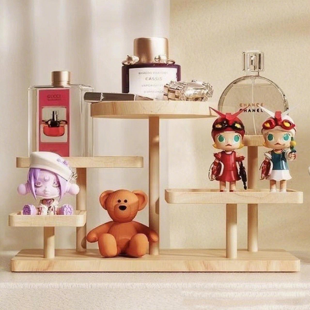 5-Tier Handmade Solid Wood Multi-Layer Display Rack, Kitchen Dining Cup Holder, Tray with Storage Layer, Modern Rustic Style Organizer