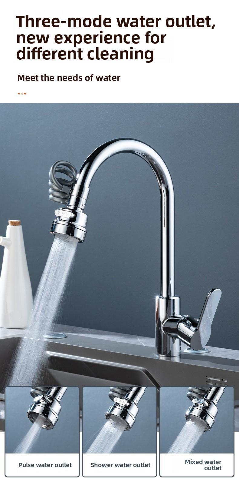 2PCS New Rotatable Faucet Aerator Extension -for Effortless, All-Angle Control, Rotating Swivel Faucet Aerator Extender Kitchen Bathroom Sink Faucets Sprayer Attachment with3Mode Splash