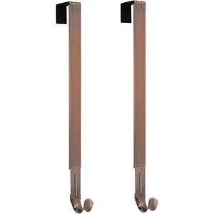 Adjustable Length Over The Door Wreath Hook and Hangers - 2 Pack- Oil Rubbed Bronze - Strong Holds up to 20 lbs. - Set of 2 Identical Wreath Hangers Included