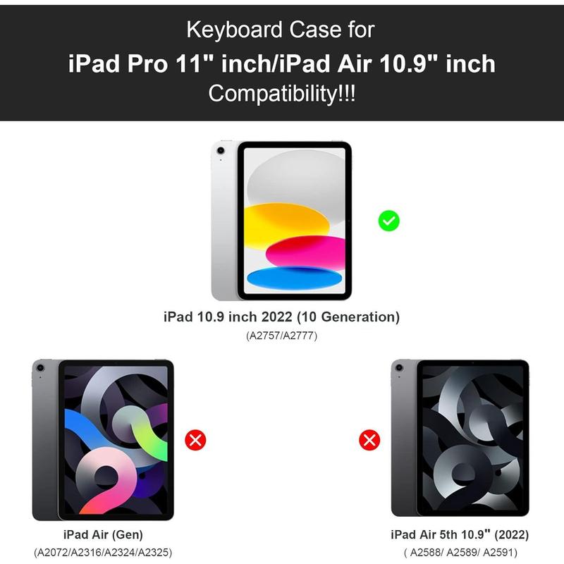 iPad Folio Case with Wireless Backlit Keyboard – Detachable Cover for 10th & 11th Gen iPad