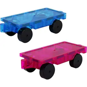 Magnetic Tiles Car Set Truck Kit Toy with Stronger Magnets, Educational Magnet Cars with Re-Enforced Hitch and Long Bed Girls Boys Toddler Ages 3+ (Blue Purple)