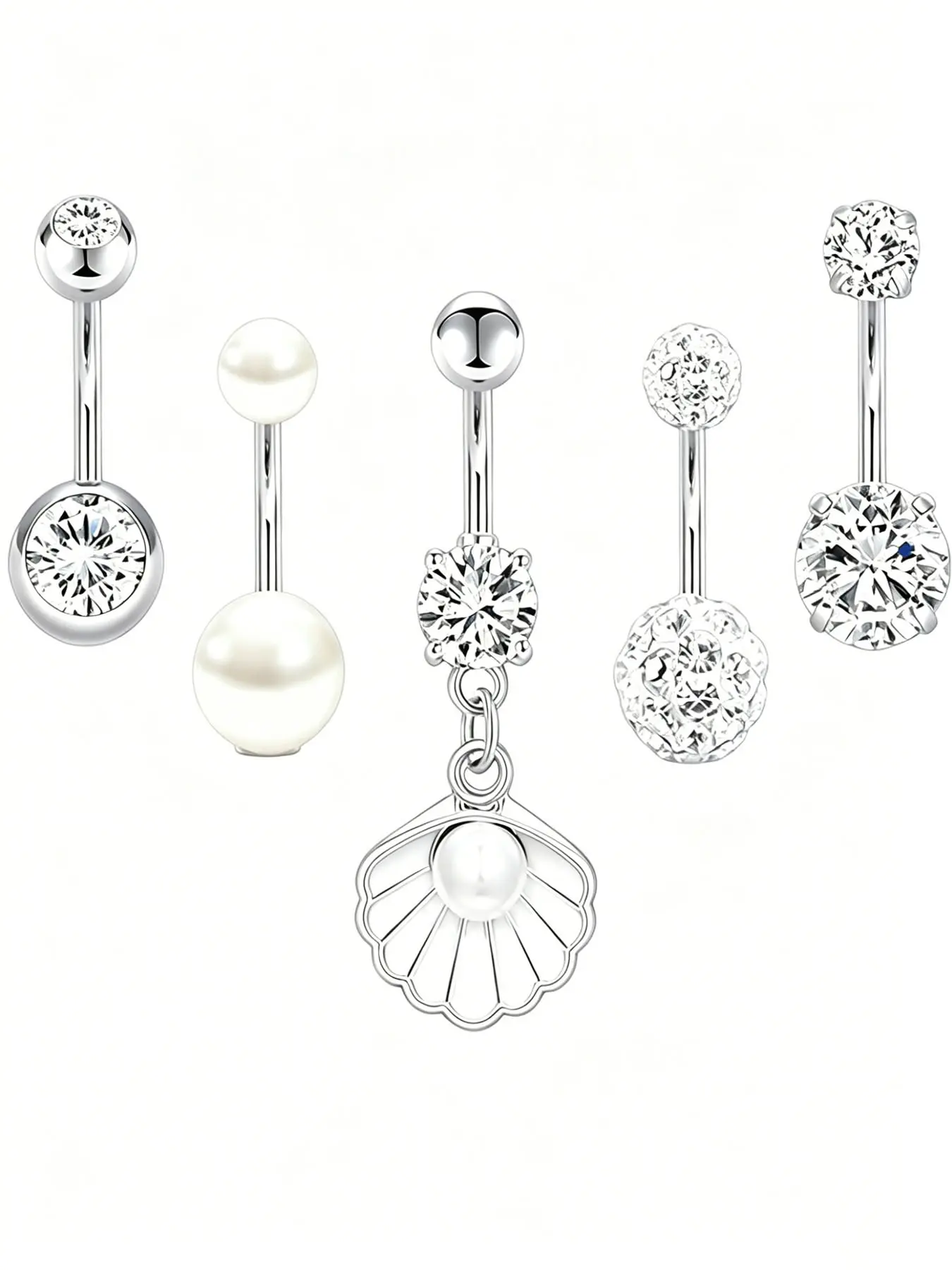 5Pcs Black Navel Rings Set, Body Jewellery Hypoallergenic 316L Surgical Steel Belly Button Piercing with Devil Heart, Skeleton Claw CZ Gothic Punk Body Jewelry for Women