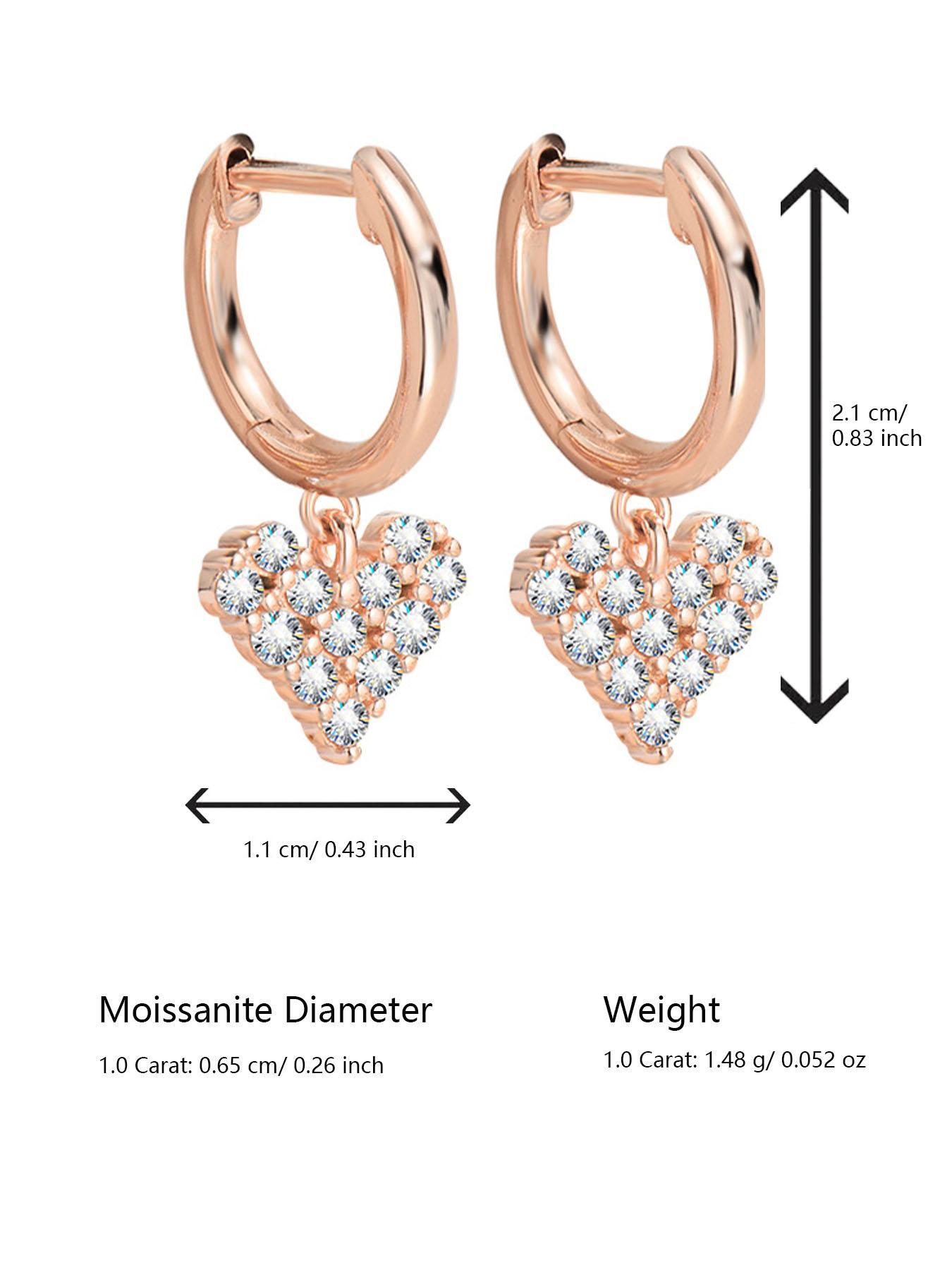S925 Sterling Silver Heart Shaped Artificial Moissanite Decor Earrings, Elegant Jewelry for Women for Party, Daily Clothing Decor, Trendy All-match & Exquisite Jewelry for Gift, Valentine's Day, Gift