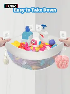 Corner Mounted Bath Toy Storage Holder, Mesh Shower Caddy for Bathtub Organizer, Quick Dry Holder, Capacity Upgrade Bath Toy Storage and Holder, Bathtub Toy Holder for Easy Access and Sorting of Toys.