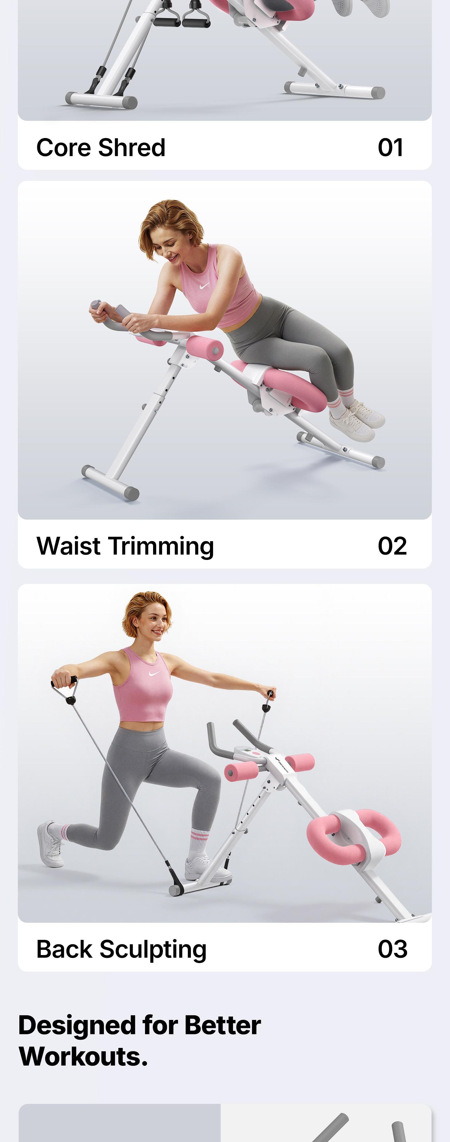 Foldable Ab Trainer Machine 10-Level Adjustable Resistance with LCD Monitor Multi-Function Home Gym Equipment for Arms Legs and Core Training
