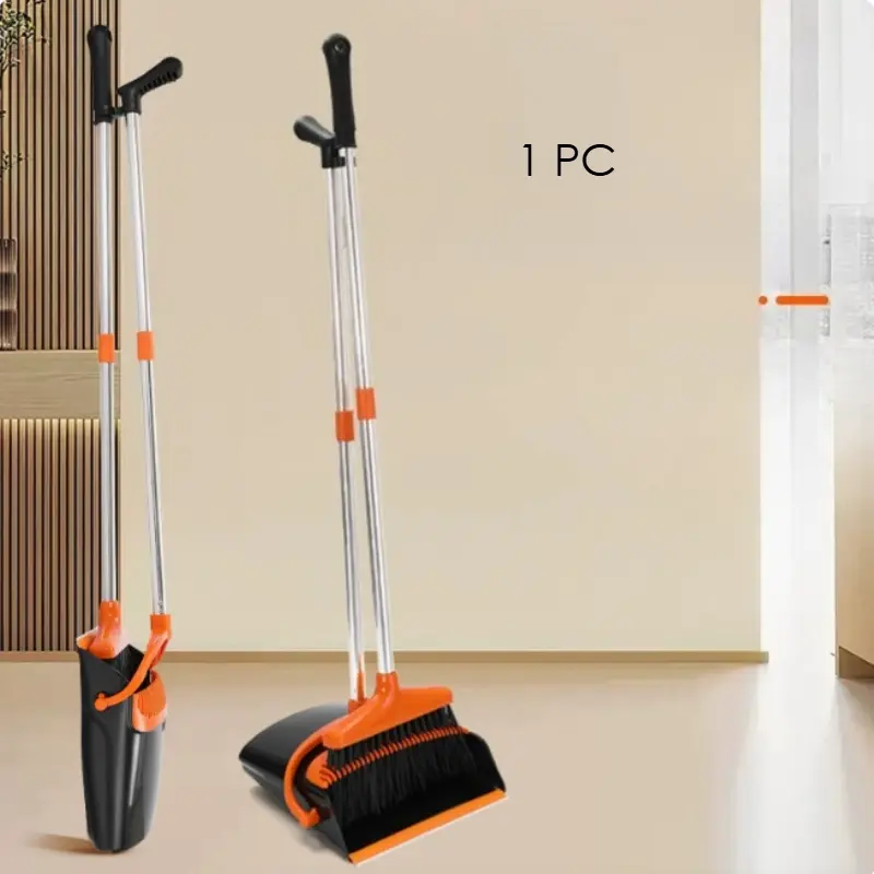 Broom with Dustpan Combo Set, Upright Brooms and Dust Pans ,Self-Cleaning with Dustpan Teeth. Perfect for Indoor Outdoor Essential for every family