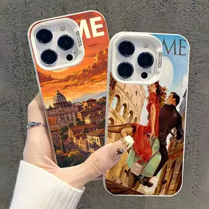 Italy Rome Travel Phone Case, Vintage European City Landmark Aesthetic Protective Cover Compatible with iPhone 11-17 Pro Max/Plus & Samsung Galaxy S23-S25