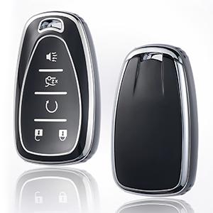 Key Fob Cover for Chevy - Premium Soft TPU Shell Full Protection Case with Keychain, Fits Equinox Malibu Traverse Cruze Blazer Camaro Trailblazer Spark Sonic Volt Bolt Trax, Purple 5-Button