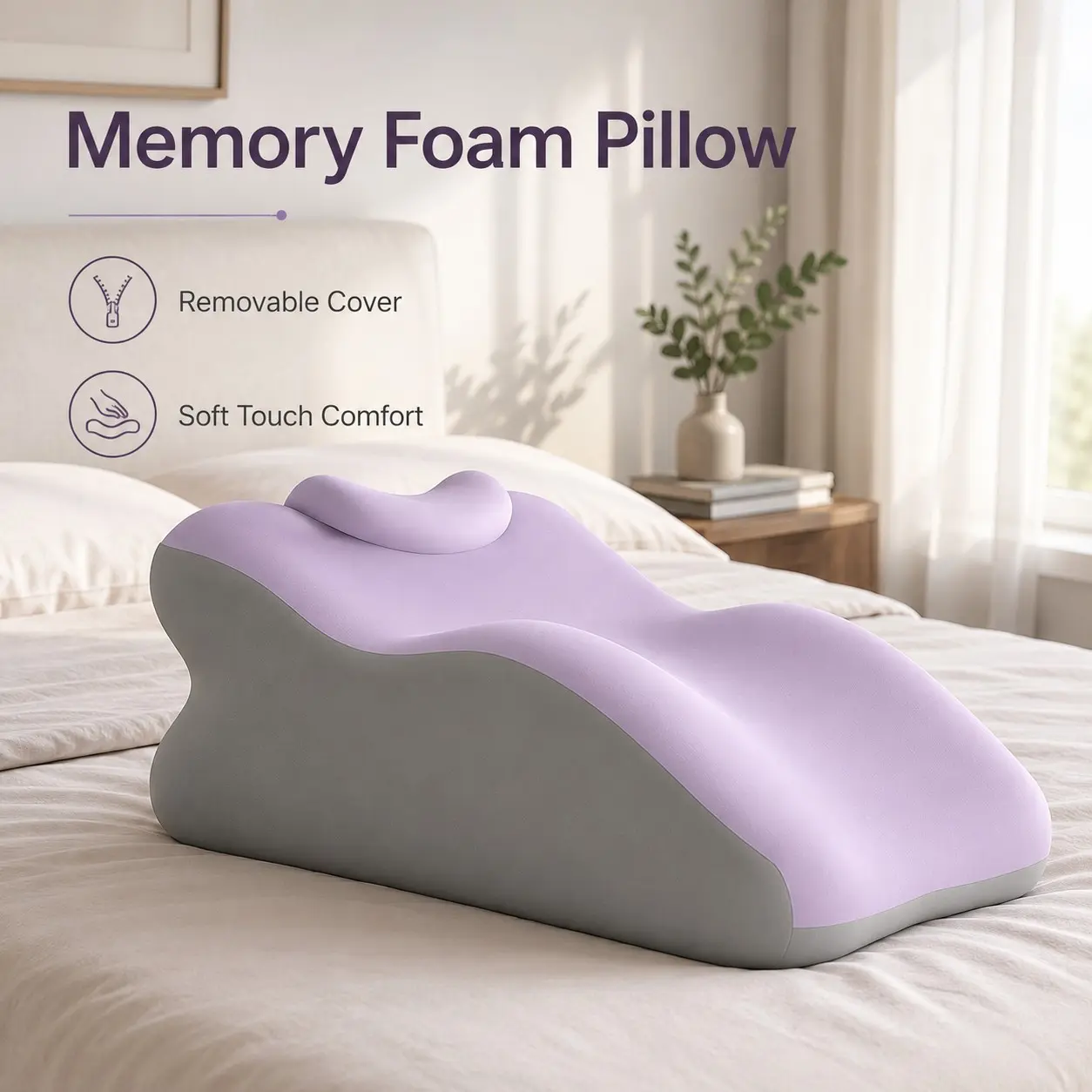 Double Person Synchronized Home Lumbar Cushion with Small Pillow, Washable Fabric, Durable Design, Comfortable Support for Bedroom and Living Room