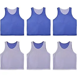6 count Reversible Pinnies Basketball Soccer  Vest Double Sided Mesh Jerseys for Adult