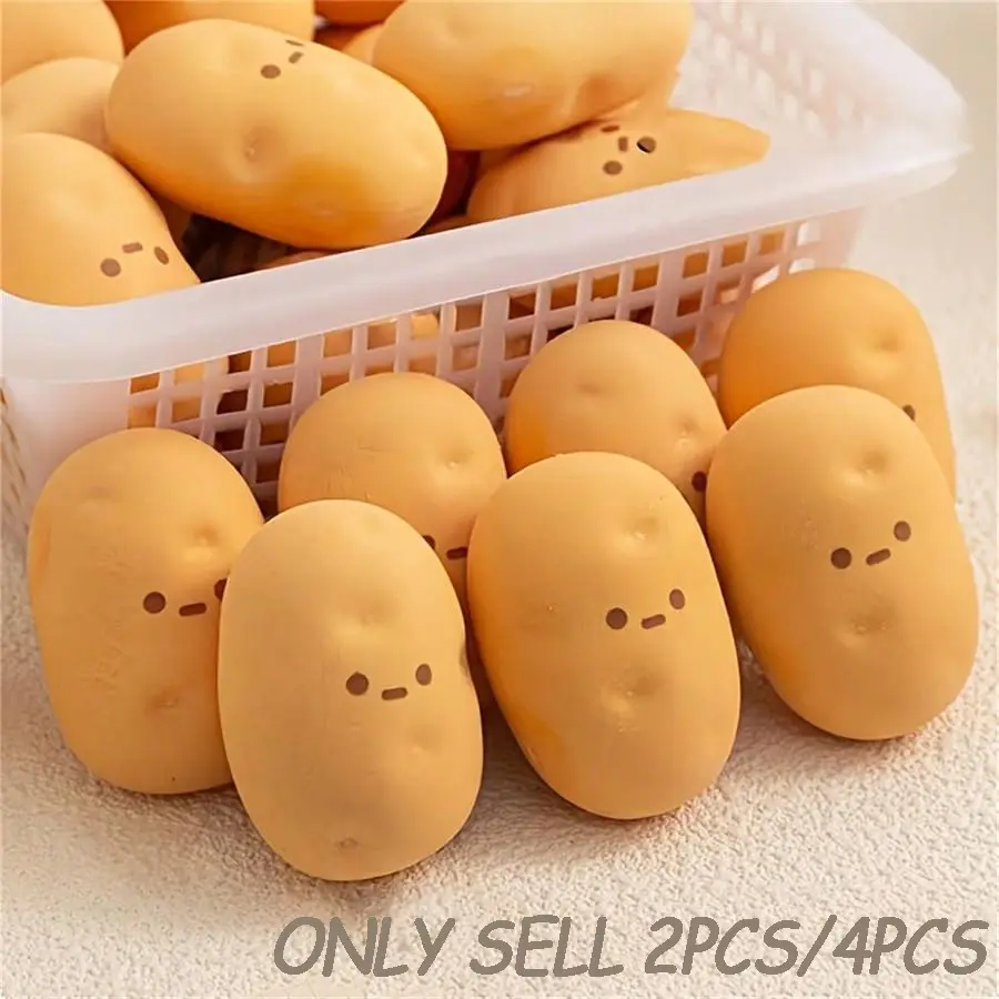 Cute Potato-Shaped Erasers, 2pcs/4pcs, Inspired Tomato-To-Potato Design, No Residue, Fun Stationery Accessory, Office Use