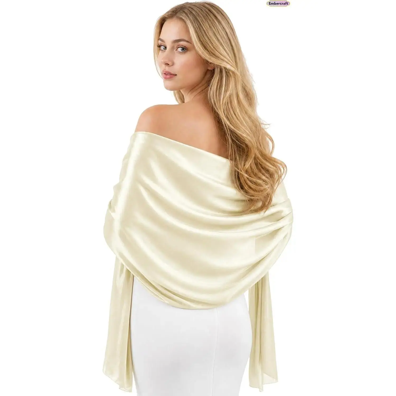 Women's Viral Satin Silk Shawl - Chic Wrap, Long Length Evening Wear Accessory, Soft Elegant Bridal Cover-Up, Lightweight Prom Stole, Casual Outfit Essential