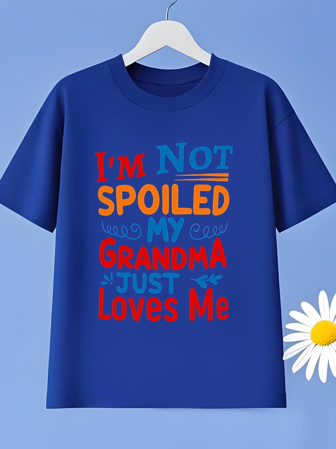 [Soft Boys' Tee] Soft Boys' Short Sleeve Tee | 'I'M Not Pampered, My Grandma Cares for Me' Monogram Design | Light Fabric, Cozy Summer Top, Washable, Sports & Everyday Use