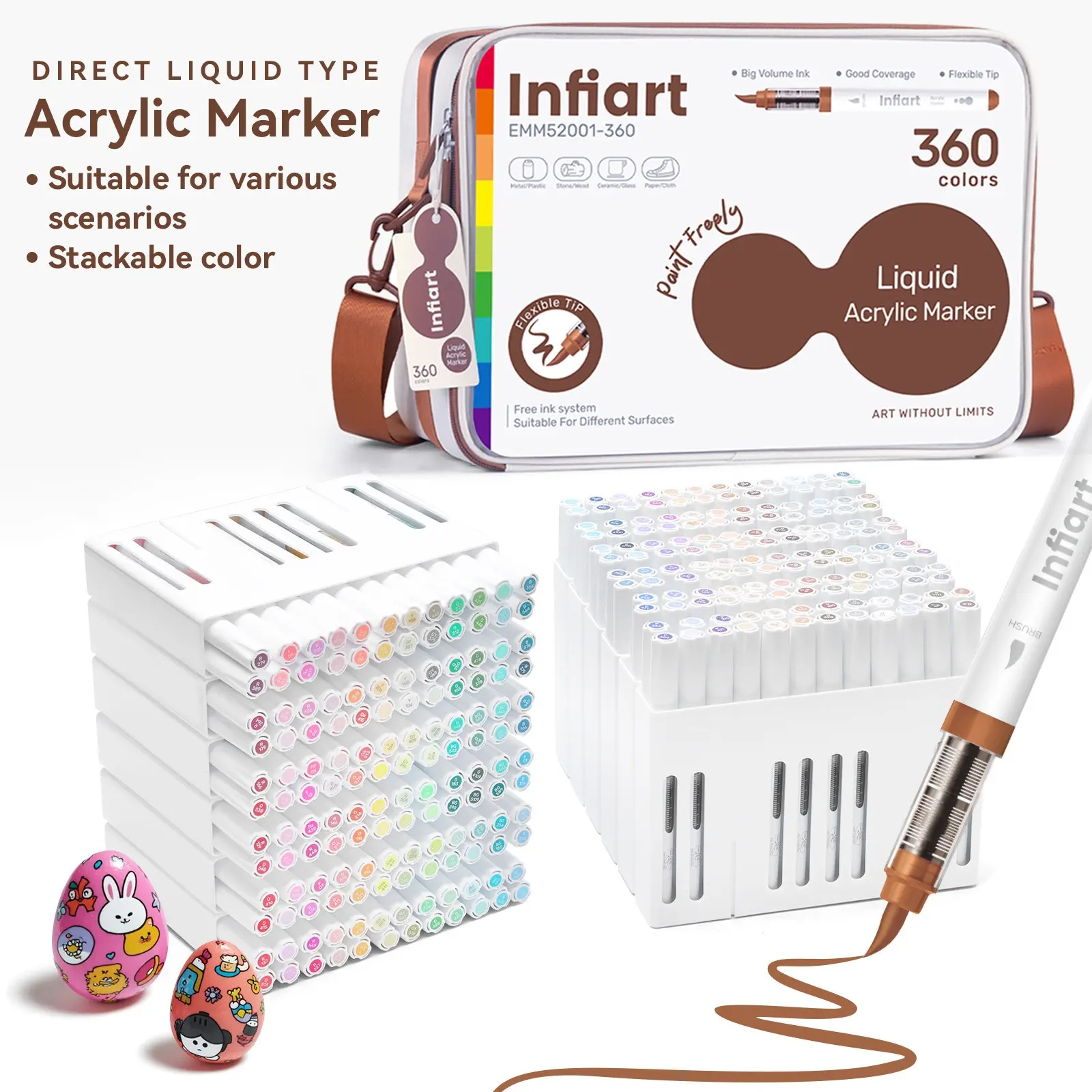 Professional Acrylic Markers 240/288/360 Colors, Rich Ink, Scratch-Resistant, Waterproof, Ideal for Beginners/adults, Home/school/studio Use