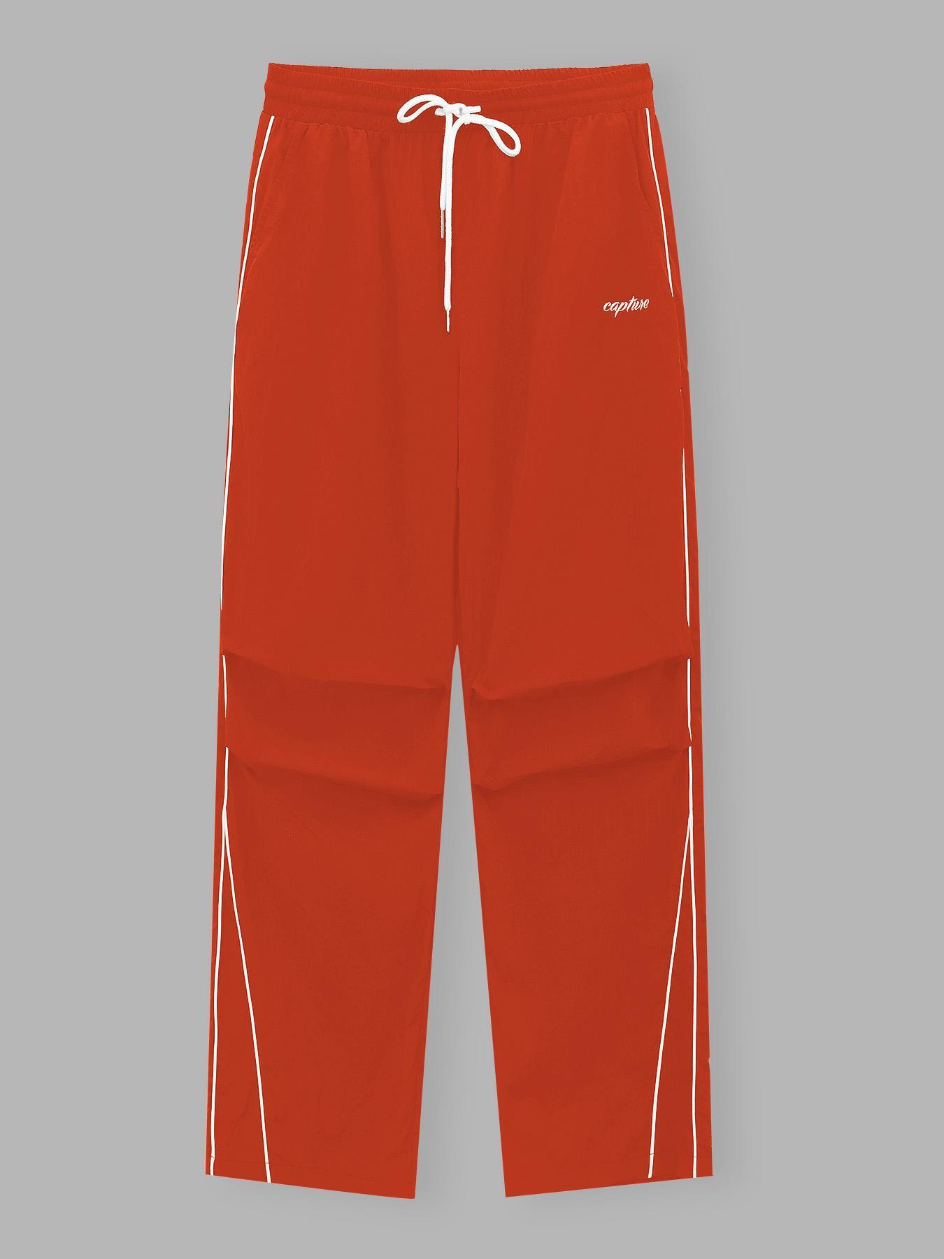 Men's Letter Print Drawstring Waist Athletic Pants, Casual Comfy Contrast Binding Pocket Straight Leg Trousers for Daily Wear, Unisex Workout Bottoms for All Seasons