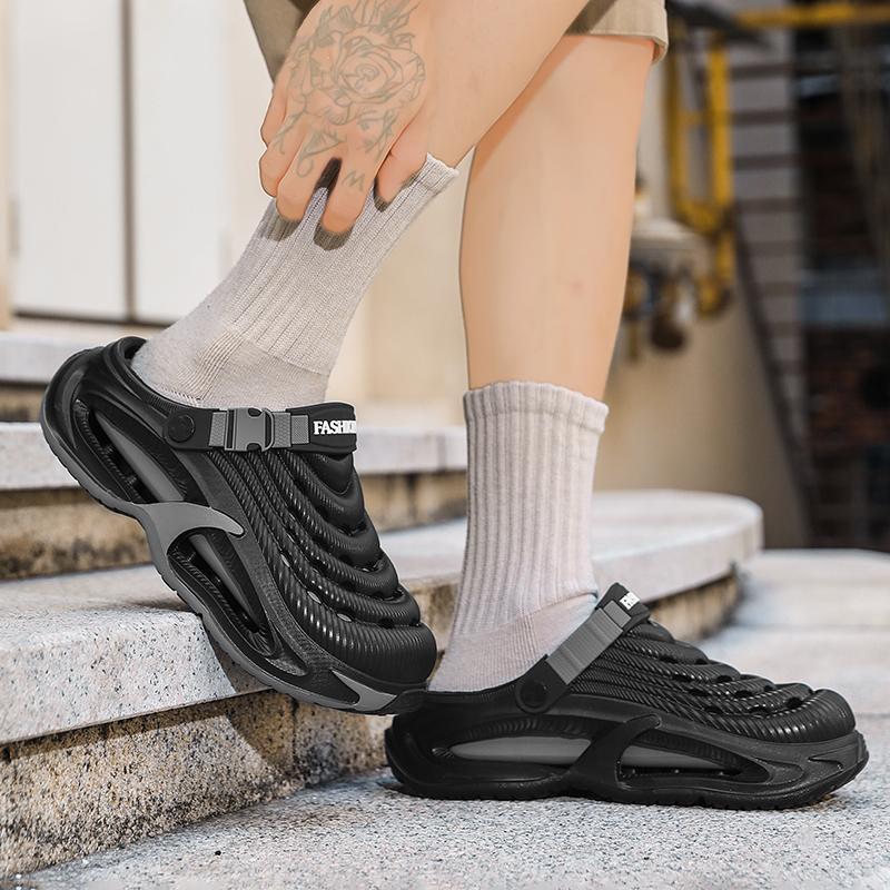 TikTok Made Me Buy It Viral Men's Clogs Streetwear Thick Sole Sandals Non-Slip Breathable Outdoor Beach Shoes Lightweight Comfort Slides Summer Essentials Gift for Him Cyberpunk Design Quick Drying Garden Shoes