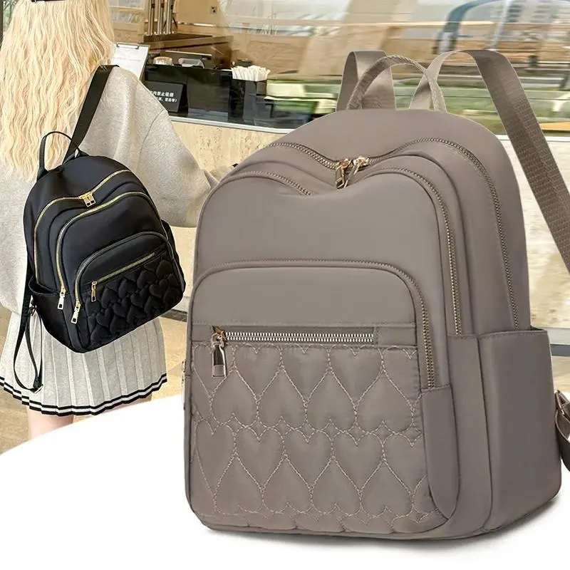 Nylon Quilted Large-Capacity Backpack for Women, Fashionable Commuter Backpack Available in Multiple Colors