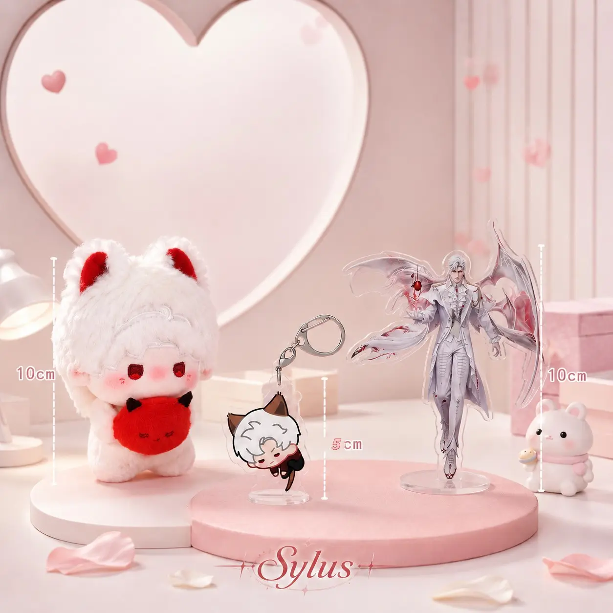 3-Piece Set love and deep space Sylus Plushie + Stand + Keychain, Collectible Anime Soft Toy, Desk Decor, Party Gift for Teens, Anime Fans, Cool Keychains