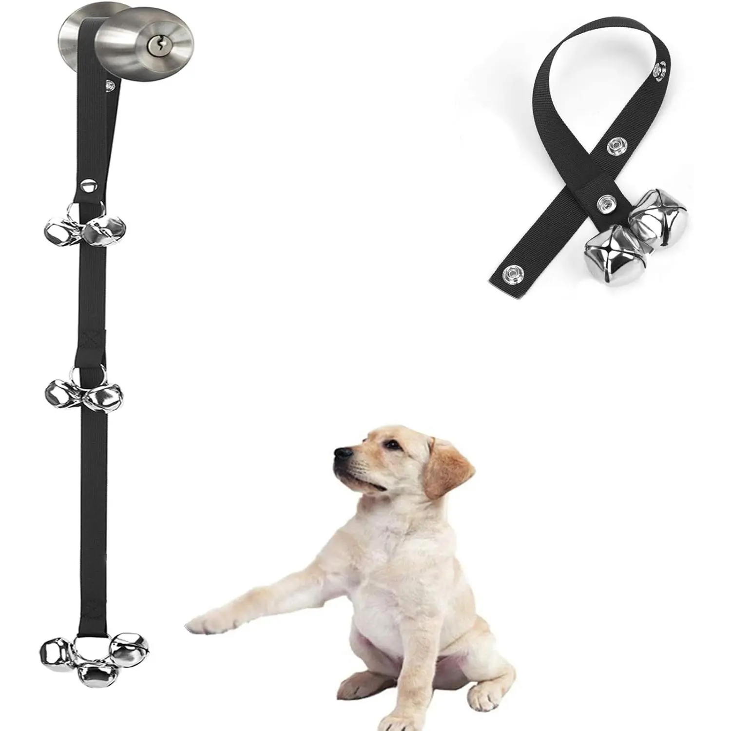 Upgraded Puppy Bells Dog Doorbells for Door Knob/Potty Training/Go Outside-Dog Bells for Puppies Dogs Doggy Doggie Pooch Pet Cat for Dog Lovers-Premium Quality-3 Snaps for Length Adjustment