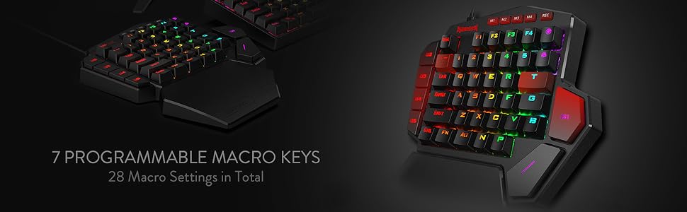 Redragon K585 DITI One-Handed RGB Mechanical Gaming Keyboard, 42 Keys Type-C Professional Gaming Keypad w/Upgraded Hot-Swappable Socket, 7 Onboard Macro Keys & Detachable Wrist Rest