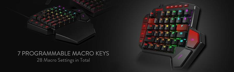 Redragon K585 DITI One-Handed RGB Mechanical Gaming Keyboard, 42 Keys Type-C Professional Gaming Keypad w/Upgraded Hot-Swappable Socket, 7 Onboard Macro Keys & Detachable Wrist Rest