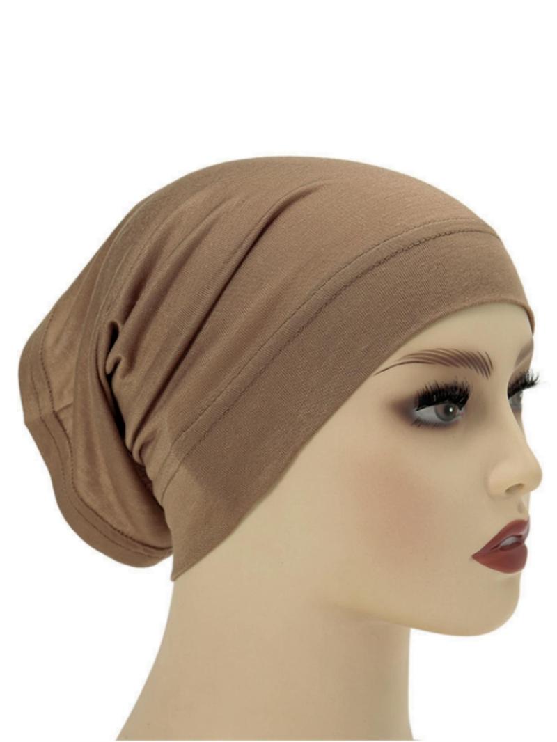 1 Piece Women's Minimalist Muslim Hijab Turban Cap, Elegant Solid Color Head Wrap Hat, Simple Style Clothes Accessories for Daily Use