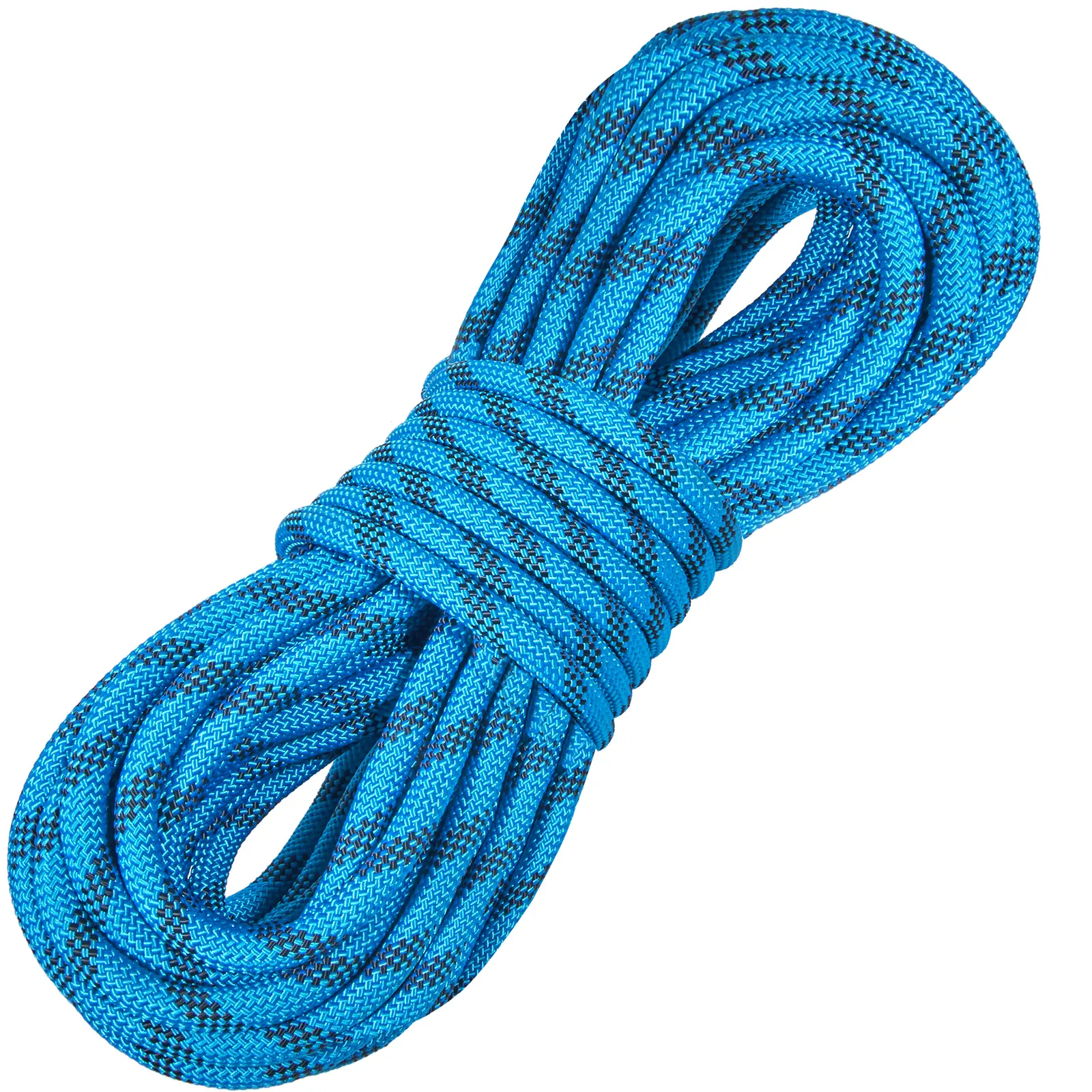 10.5 mm Static Climbing Rope, 29.3M(96ft) Outdoor Rock Climbing Rope 25KN Breaking Tension, Fiber Rope with Steel Snap Hooks for Escape, Rappelling, Fire Rescue, Blue